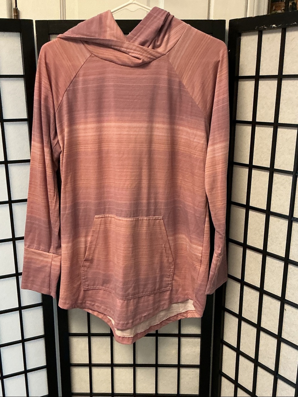 Women's Dusty Rose Pull-On Hooded Sweatshirt with Kangaroo Pocket